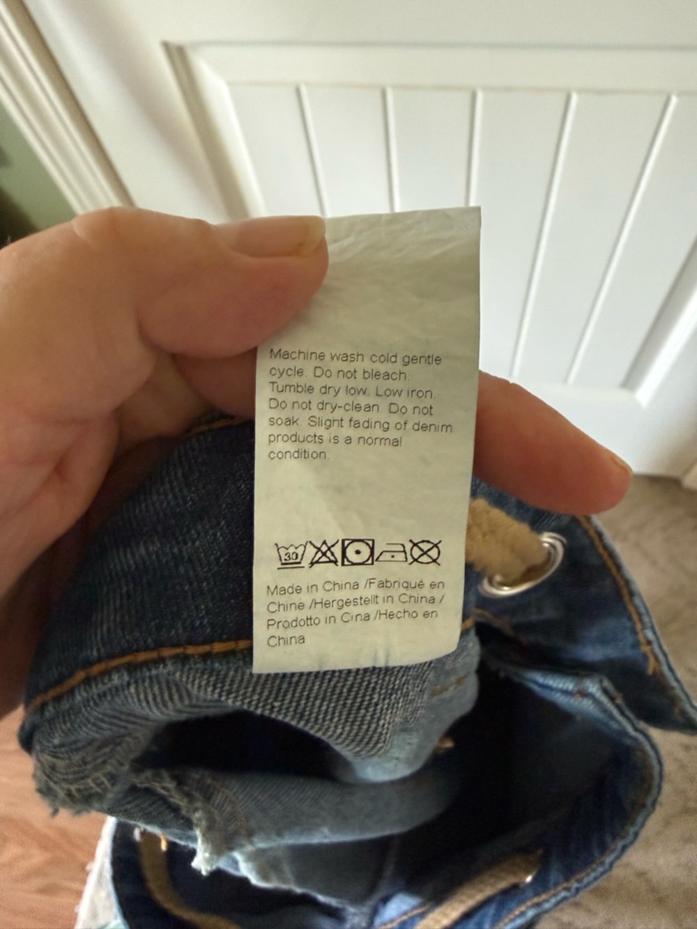 Patchwork Relaxed Denim Pants With Rope Belt - Picture 8 of 9